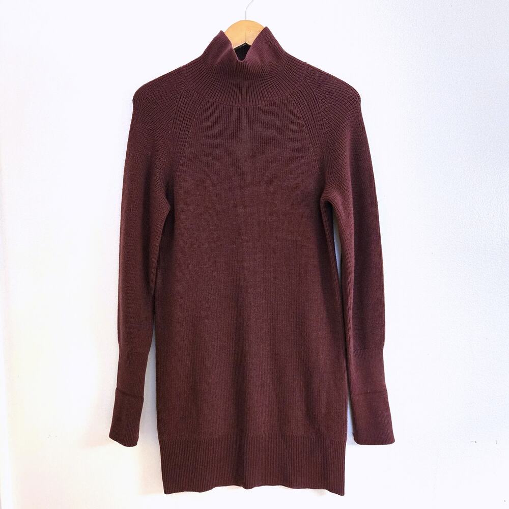 Banana Republic Maroon 100% Merino Wool Turtleneck Sweater Dress XS - Picture 2 of 8